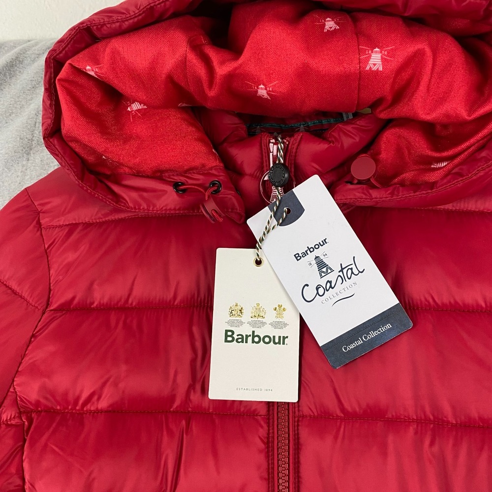 Barbour womens Coastal Collection Jacket 8 Quilted Red pockets NEW - Picture 4 of 16